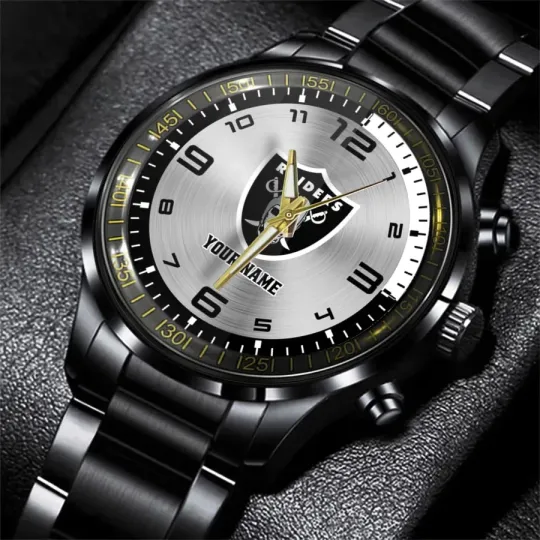 Discover Personalized Las Vegas Football Team Raiderss Black Steel Watch