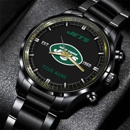 Discover New York Football NY Jetss Team  Black Steel Watch