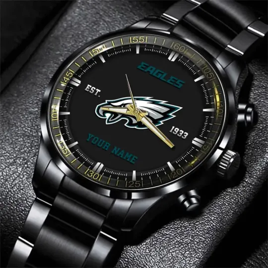 Discover Philadelphia Football Team Eagless Black Steel Watch