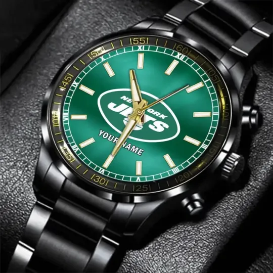 Discover New York Football NY Jetss Team Black Steel Watch