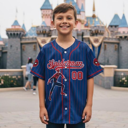 Discover Personalized Superhero Spidey Character Baseball Kid Adult Jersey