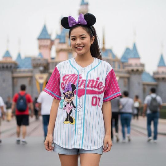 Discover Personalized Cartoon Minnie Character Baseball Kid Adult Jersey, Summer Vibe