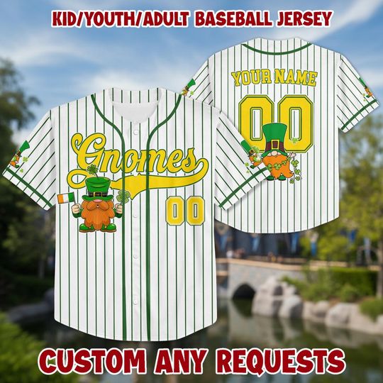 Discover Personalized Patrick Gnomes Baseball Kid Adult Jersey, Pastrick Gift