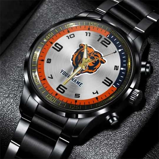 Discover Chicago Football Bearss Team Black Steel Watch