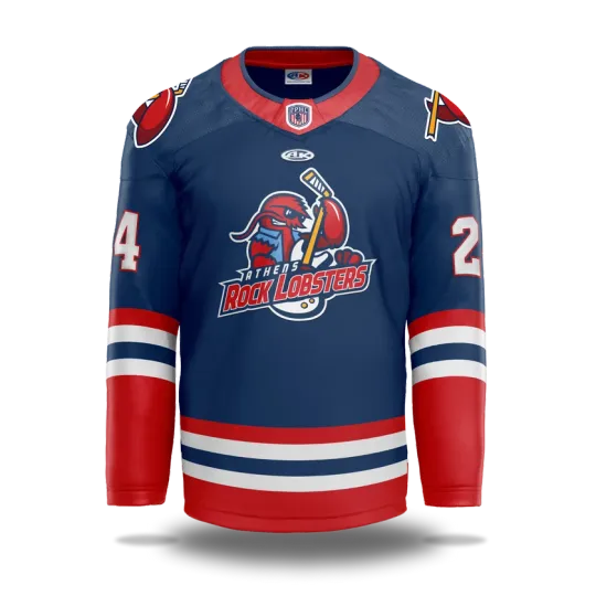 Discover Personalized Ath.ens Ro.ck Lob.sters Navy Hockey Shirt Men's Fan Gear Unisex