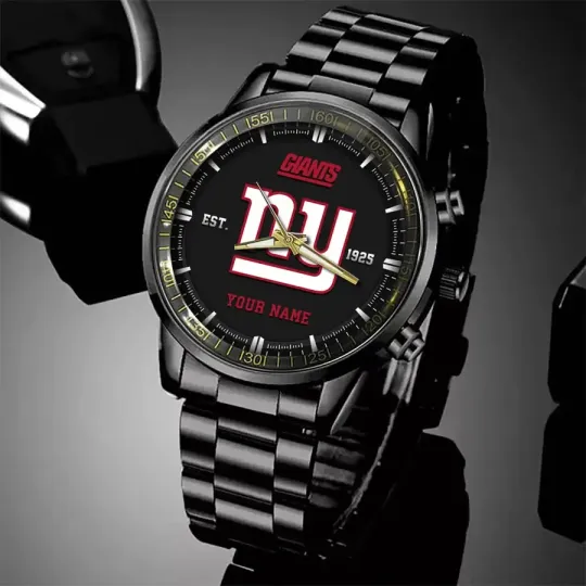 Discover Personalized New York Football Team Giantss Black Steel Watch