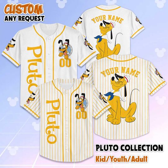 Discover Custom Pluto Cruise Sailor Baseball Jersey, Personalized Disney Pluto Jersey, Disneyland Baseball Team Matching Outfit, Birthday Gift