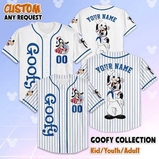Discover Personalized Goofy Cruise Sailor Baseball Jersey, Disney Mickey and Friend Baseball Shirt, Matching Disney Trip Outfit, Birthday Gift