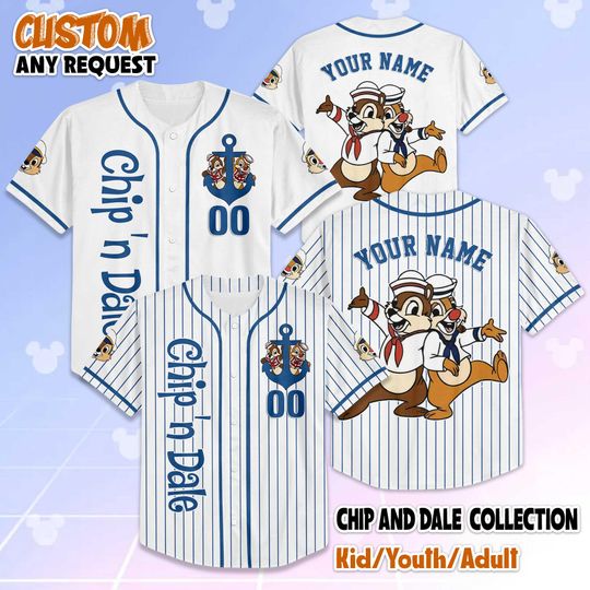 Discover Custom Chip and Dale Cruise Sailor Baseball Jersey, Disney Chip and Dale Jersey Shirt, Disneyland Baseball Team Outfit, Birthday Gift