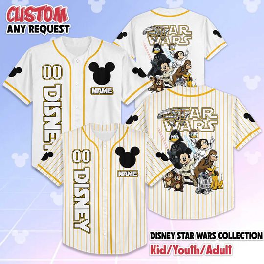 Discover Personalized Disney Star Wars Baseball Jersey, Custom Mickey and Friends Baseball Shirt, Matching Disney Trip Outfit