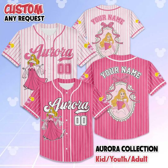 Discover Personalized Aurora Princess Coquette Baseball Jersey, Custom Sleeping Beautys Aurora Jersey Shirt, Disney Baseball Team Outfit