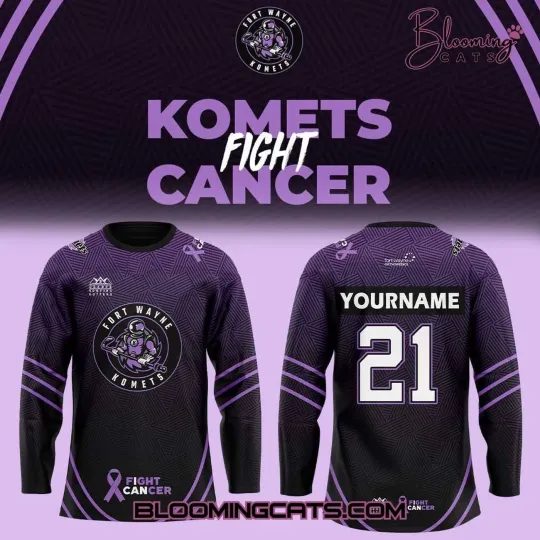 Discover Personalized Fort Wayne Komets x Fight Cancer Night Hockey Shirt Men's Fan Gear