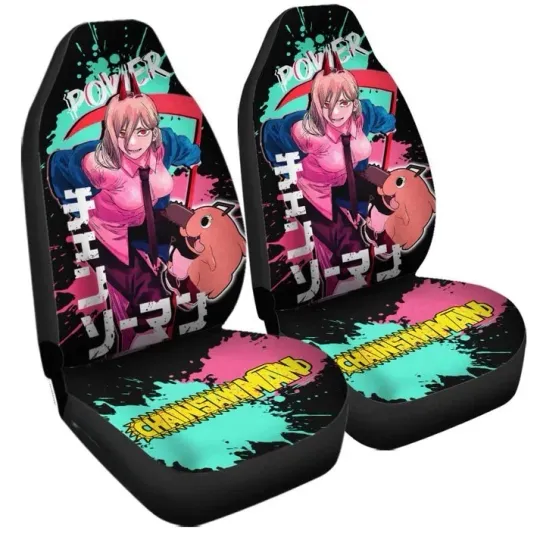 Discover Power Car Seat Covers – Custom Chainsaw Anime Vehicle Interior Accessories