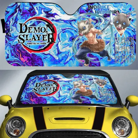 Discover Inosuke Hashibira Car Sunshade - Custom Anime Accessories for Vehicle Privacy
