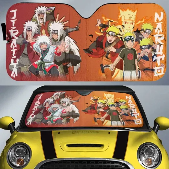 Narutoo and Jiraiya Car Sunshade, Anime Car Accessories
