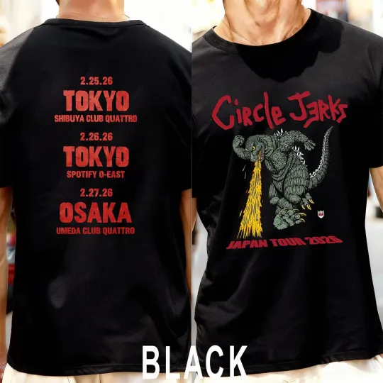 Circle Jerks Japan Tour 2026 Merch god zilla With Dates T-Shirt