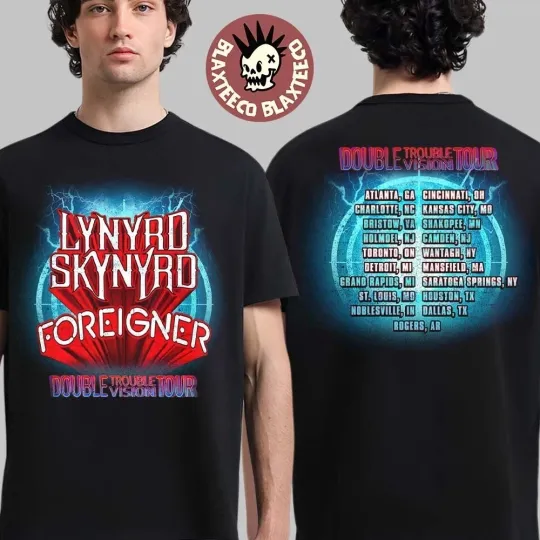 Discover Foreigner X Lynyrd Skynyrd Double Trouble Vision Tour 2026 T Shirt