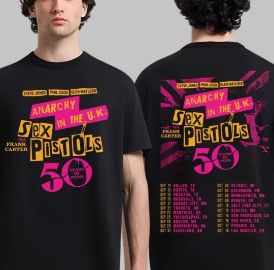 Discover sx Pistols Anarchy In The UK 50 Years Of Punk 2026 North America Tour T shirt