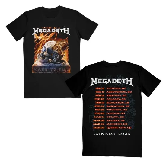 Megadeth Made to Kill Canadian 2026 Tour Merch T-shirt S-5XL