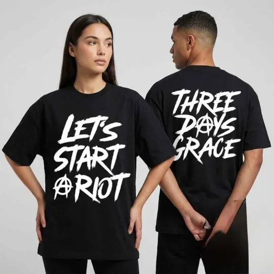 Discover Three Days Grace 2026 Alienation Tour Let's Start A Riot Unisex T-Shirt