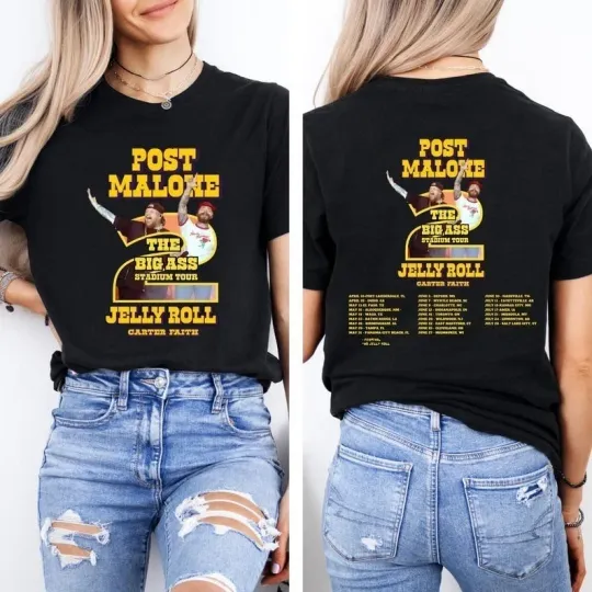 Discover Post Malone & Jelly Roll Big Ass Stadium Tour 2026 T-Shirt