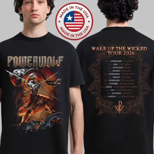 Discover Powerwolf Wake Up The Wicked Tour 2026 UK And Europe Dates Back T-Shirt