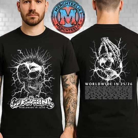 Discover The Offspring Merch Mohawk Skull 2026 Tour Tee Dates List Two Sided T-Shirt