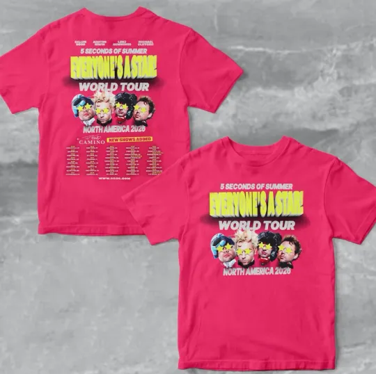 Discover 5 Seconds of Summer Everyone’s A Star World Tour 2026 3D T-Shirt DI1452