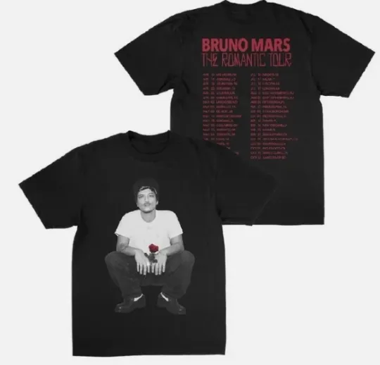 Discover Bruno Mars The Romantic Tour 2026 Short Sleeve 2 Side shirt