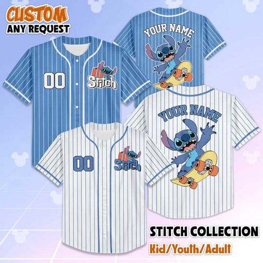 Discover Custom Stitch Baseball Jersey, Personalized Disney Stitch Jersey, Magic Kingdom Shirt, Disney for Fans