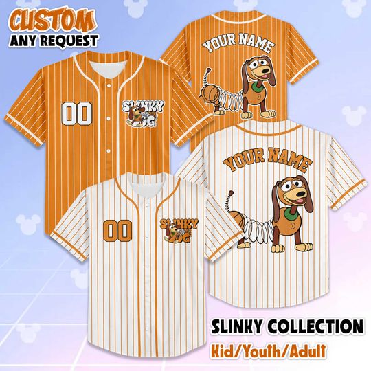 Custom Slinky Dog Baseball Jersey, Disney Toy Story Slinky Dog Baseball Shirt, Matching Disney Trip Outfit, Birthday Gift