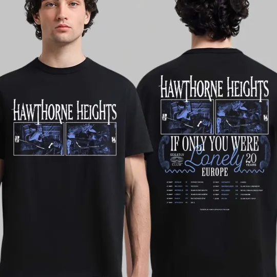 Discover Hawthorne Heights If Only You Were Lonely Europe Tour 2026 20 Years T-Shirt