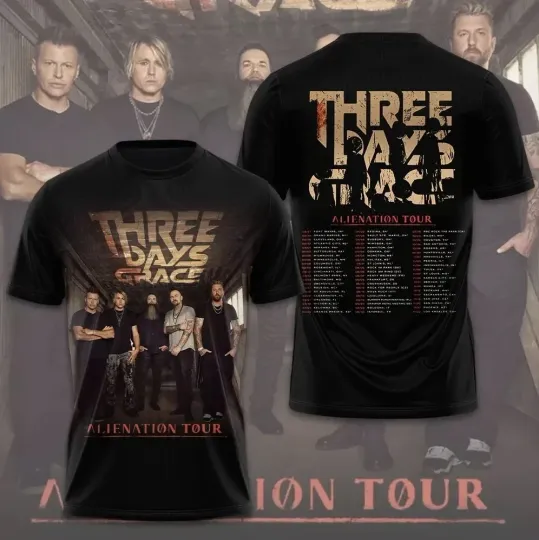 Discover Rare Three Days Grace Alienation Tour 2026 3D polyester      S-5XL Tee U18.409
