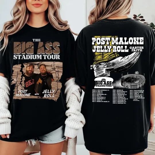 Discover Post Malone Jelly Roll Tour Shirt, Big Ass Stadium Tour 2026 T-Shirt