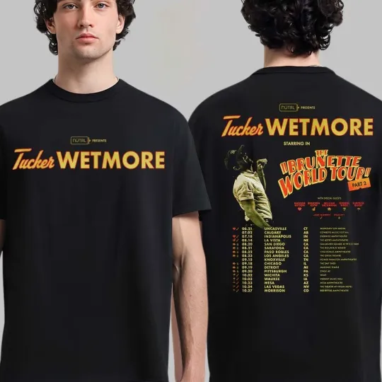 Discover Tucker Wetmore The Brunette World Tour Part 2 2026 North America T-Shirt