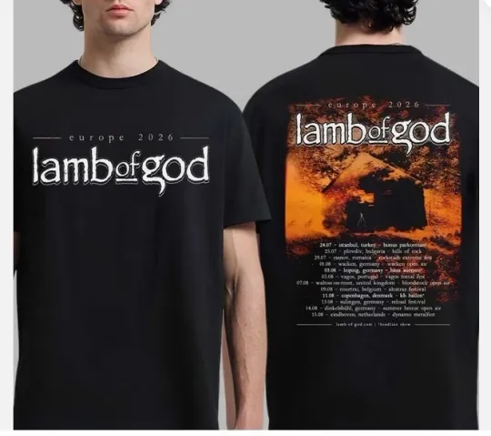 Discover Lamb Of God Europe 2026 Summer Tour Schedule Dates Two Sided T-Shirt