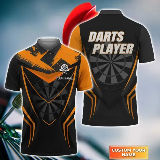Personalized Name Dartboard 3D Polo Shirt, Gift For Darts Player, Dart Team Shir