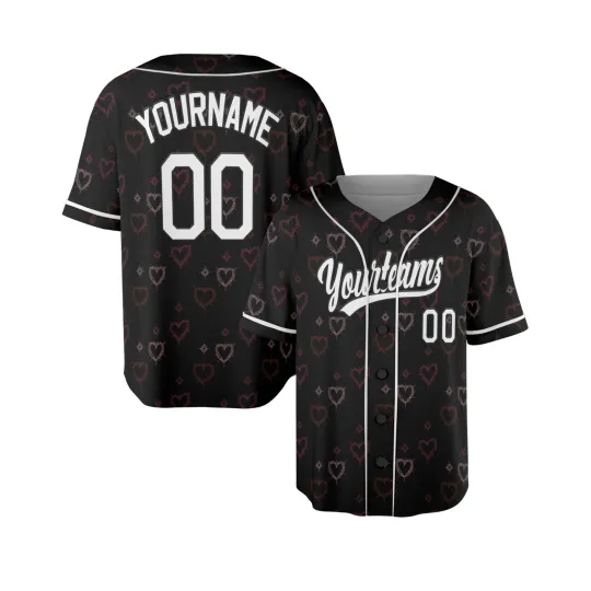 Discover Personalized Valentine Baseball Jersey for Couples Black Grunge
