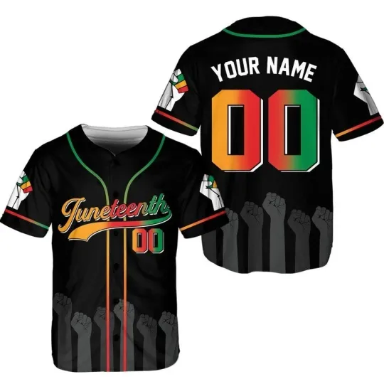 Discover Personalized Juneteenth Baseball Jersey with Custom Name and Number