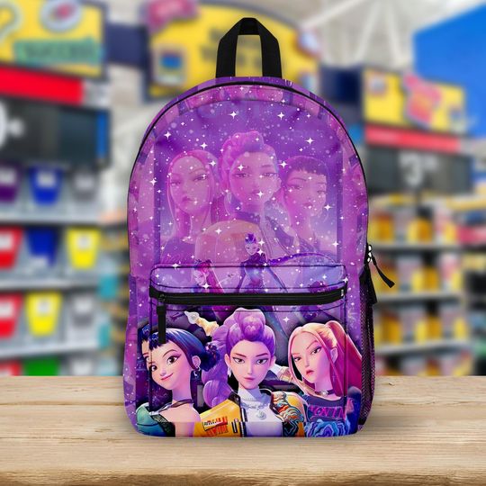 Discover Kpop Demon Hunters Backpack, Huntrix Backpack, Cute Kpop School Bag, Anime Style Backpack Gift For Kpop Fans, Demon Hunters Merch Backpack
