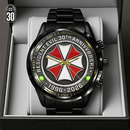 Discover Resident Evil 30th Anniversary Black Stainless Steel Watch
