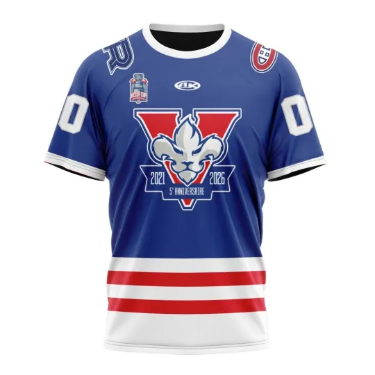 Discover Trois-Rivières Lions Personalized 2025-26 Blue With 5th Anniversary Logo Design