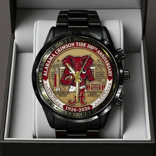 Crimson Tide Football 100th Anniversary 2026 Black Stainless Steel Watch