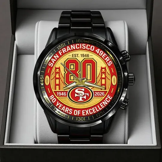 49ers 80th Anniversary 2026 Black Stainless Steel Watch