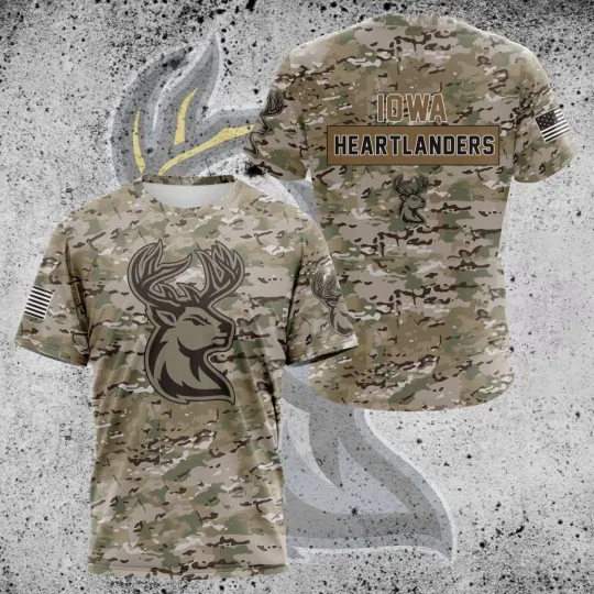 Premium Iowa Heartlanderss Camo Design 3D Sport Hockey For Father Day For Men