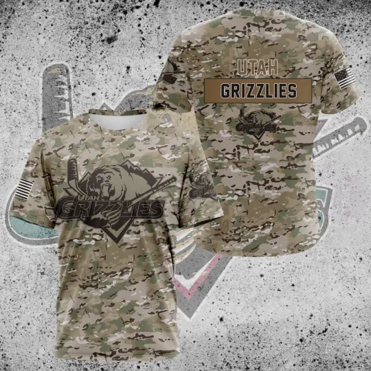 Discover Premium Utah Grizzliess Camo Design 3D Sport Hockey For Father Day For Men