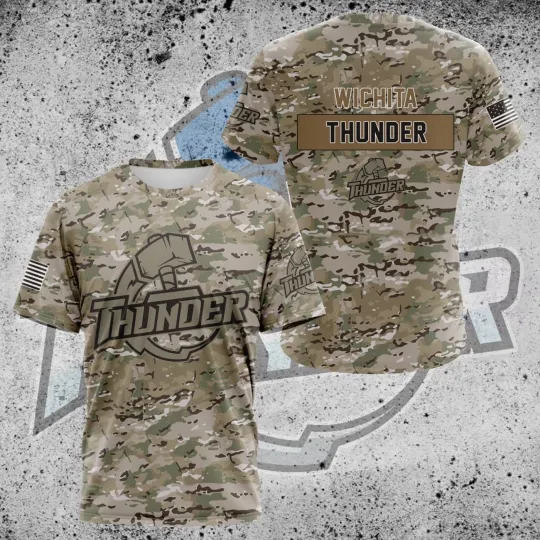 Discover Premium Wichita Thunders Camo Design 3D Sport Hockey For Father Day For Men