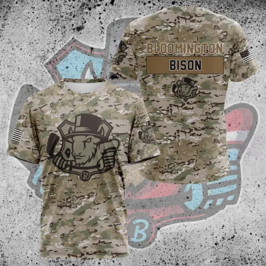 Premium Bloomington Bisons Camo Design 3D Sport Hockey For Father Day For Men