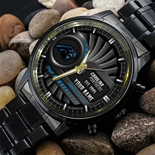 Discover Personalized Carolina Football Team Pantherss  Black Stainless Steel Watch