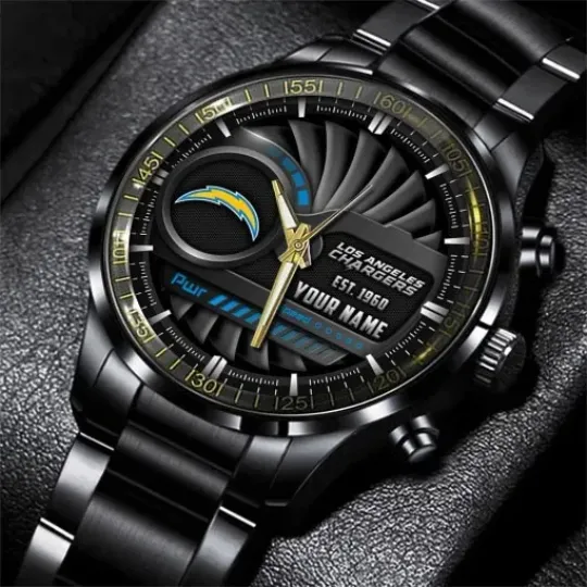 Discover Personalized Los Angeles Football Team Chargerss  Black Stainless Steel Watch